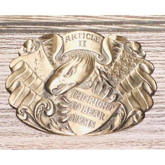 Vintage Article II The Right To Bear Arms Solid Brass Belt Buckle - Picture 1 of 2